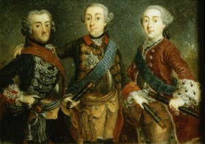 Paul, Federico II y Gustavo Adolfo de Suecia de German School